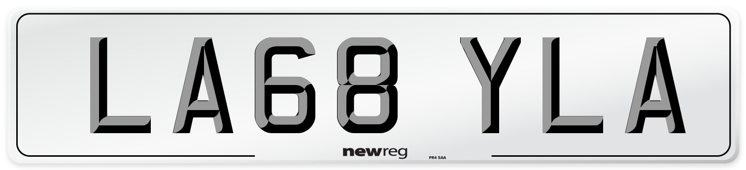 LA68 YLA Number Plate from New Reg